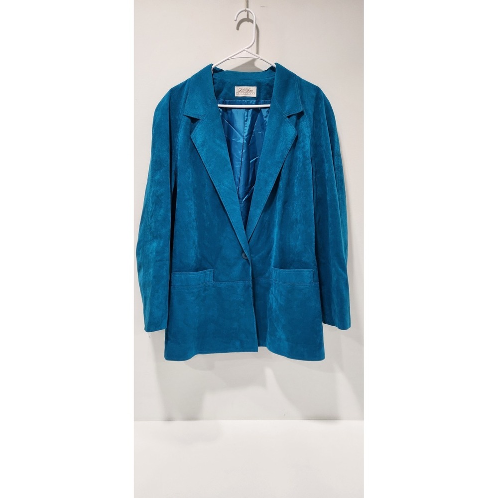VTG 70s  Lilli Ann Sz Large Ultra Suede Elegent Blue Jacket Made in the USA